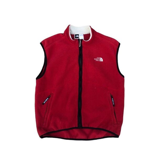 Vintage The North Face Fleece Jacket Vest Red Large - Picture 6 of 12